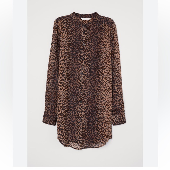H&M Band collar leopard print blouse size 10 good condition - Picture 1 of 4